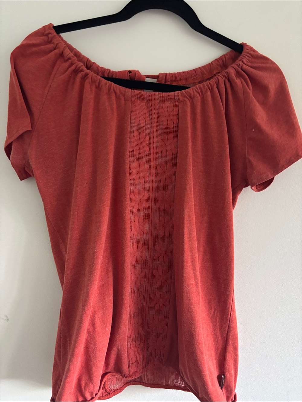 Prana Rust Orange Off-Shoulder Knit Tunic